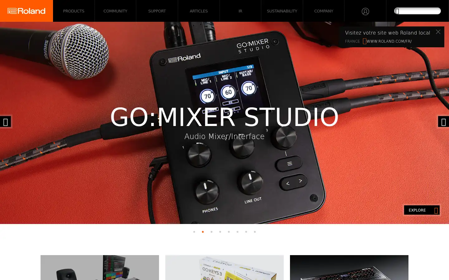 Screenshot of roland.com