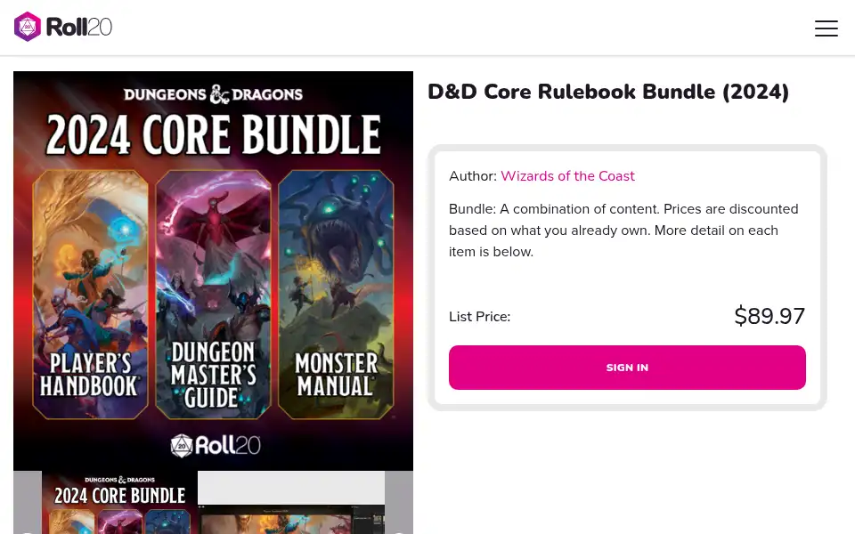 Screenshot of roll20.net
