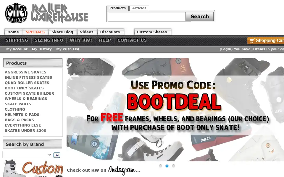 Screenshot of rollerwarehouse.com
