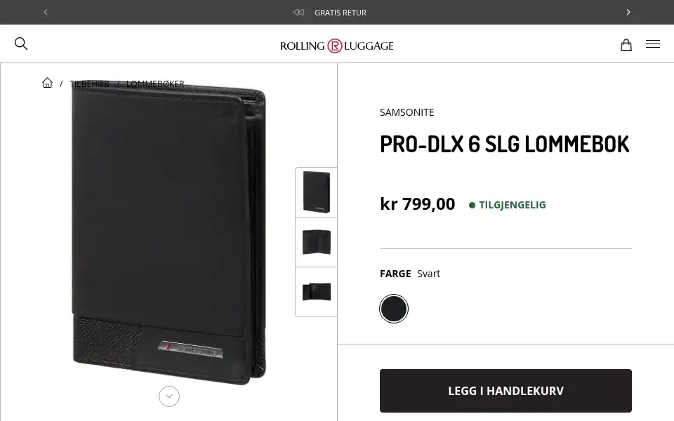 Screenshot of rollingluggage.no