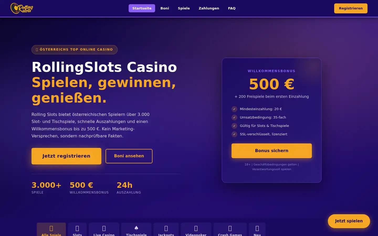 Screenshot of rollingslots.live