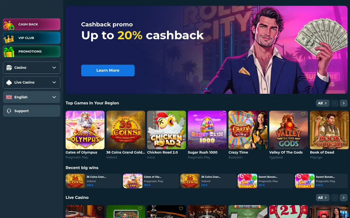 Screenshot of rollyspin.com