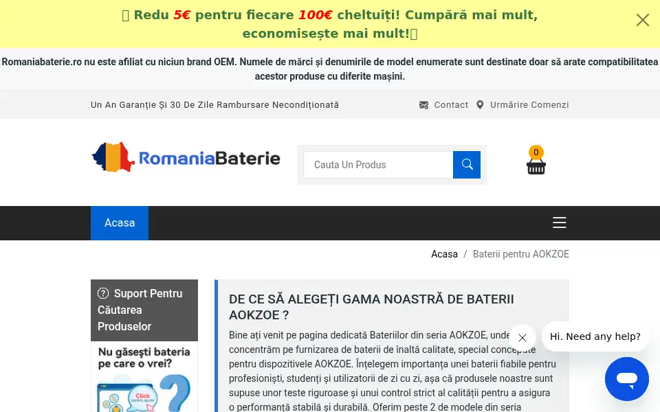 Screenshot of romaniabaterie.ro