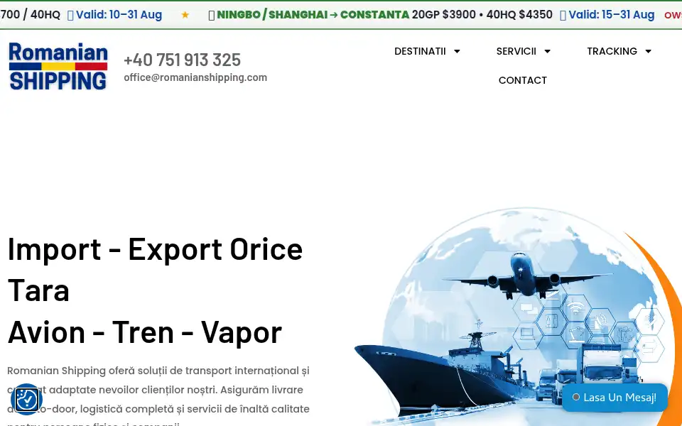 Screenshot of romanianshipping.com