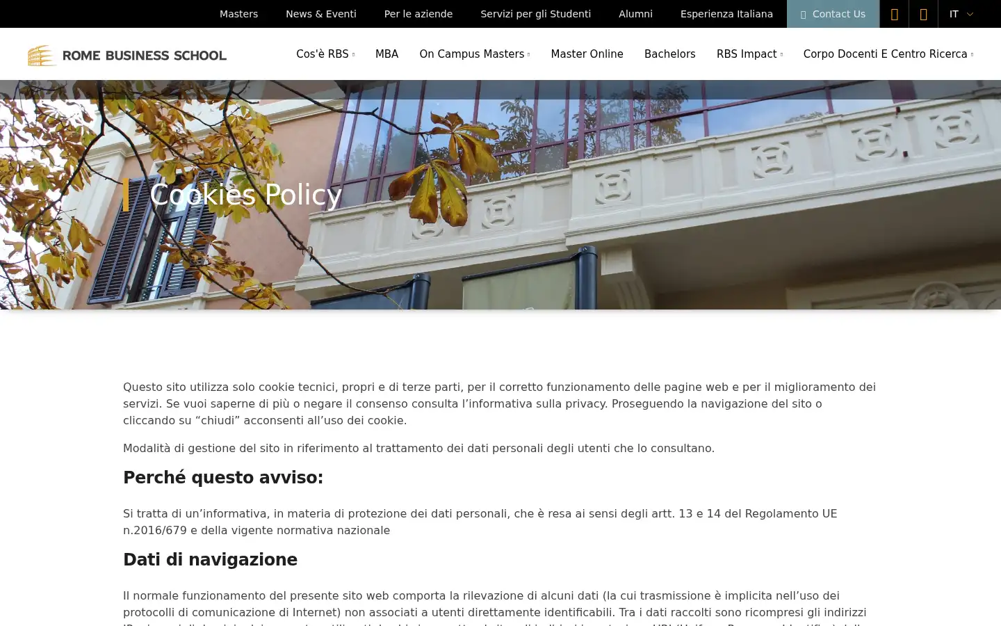 Screenshot of romebusinessschool.it