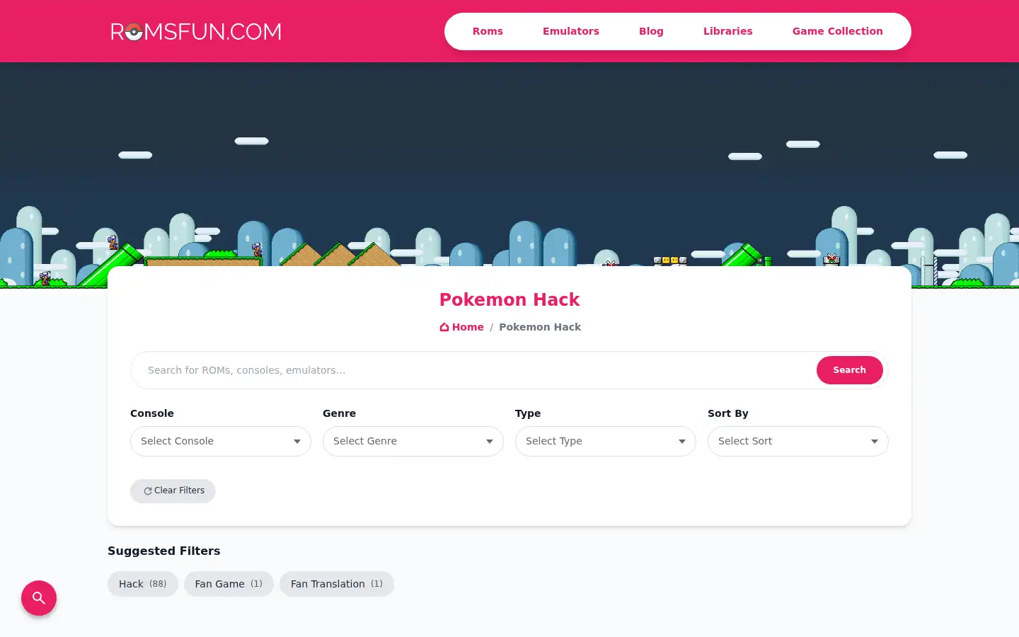 Screenshot of romsfun.com