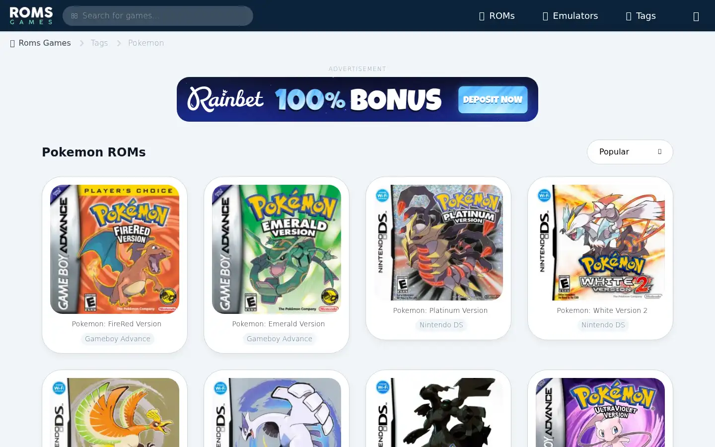 Screenshot of romsgames.net