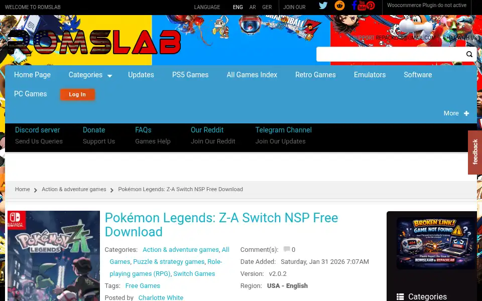 Screenshot of romslab.com