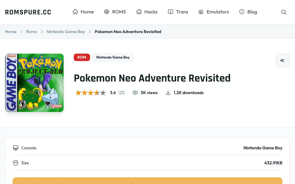 Screenshot of romspure.cc