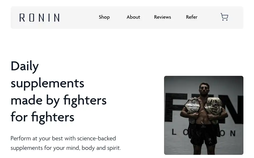 Screenshot of ronin-nutrition.co.uk