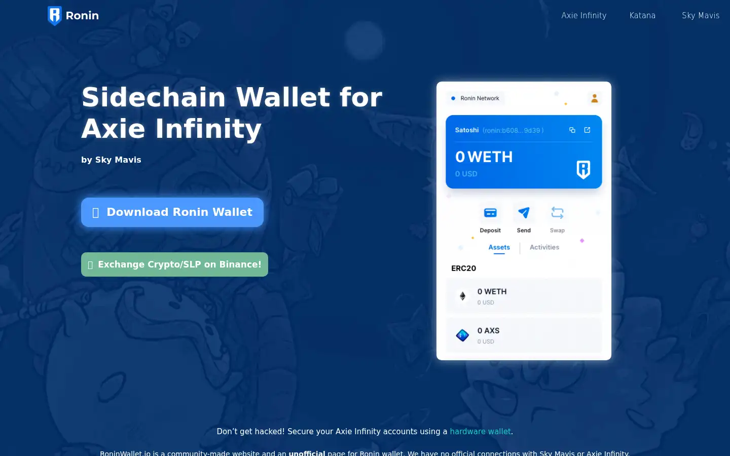 Screenshot of roninwallet.io