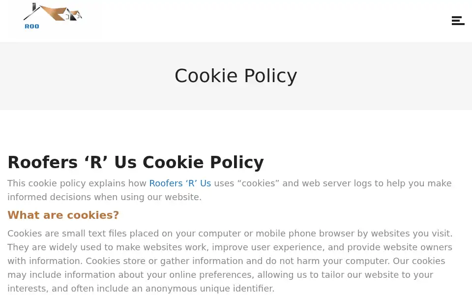 Screenshot of roofersrus.co.za