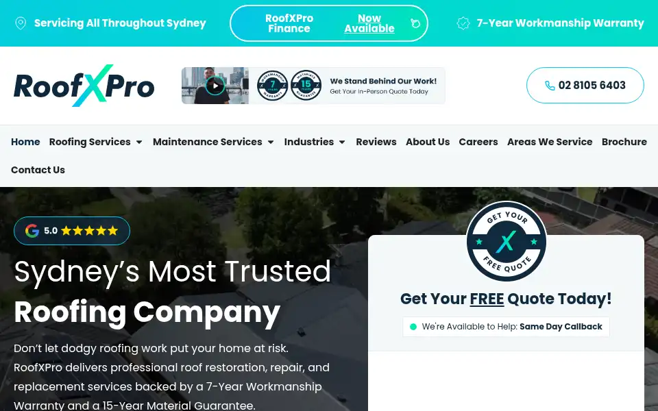 Screenshot of roofxpro.com.au