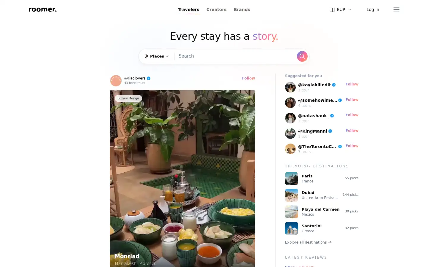 Screenshot of roomertravel.com