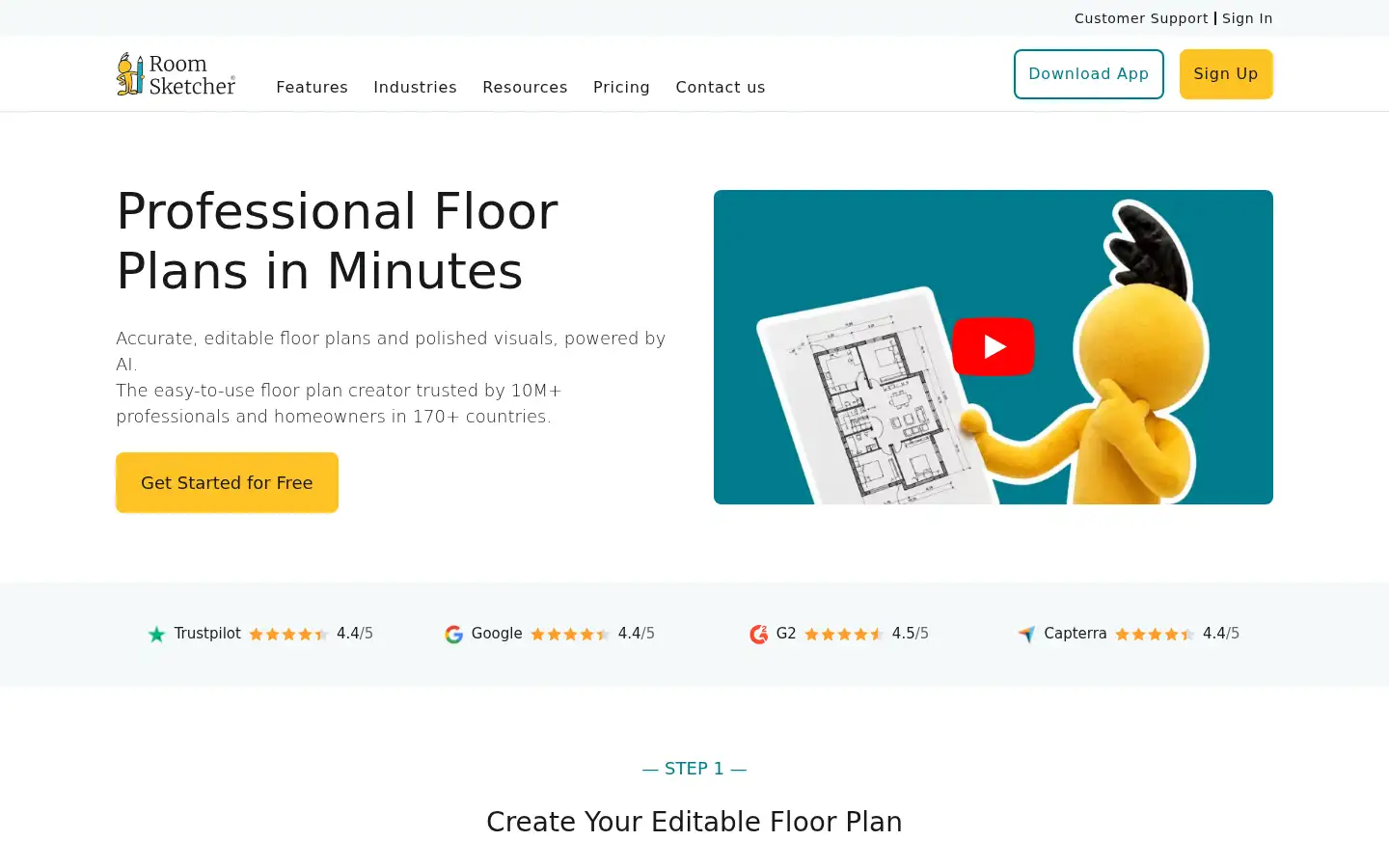 Screenshot of roomsketcher.com