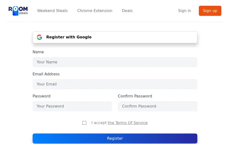 Screenshot of roomsteals.com