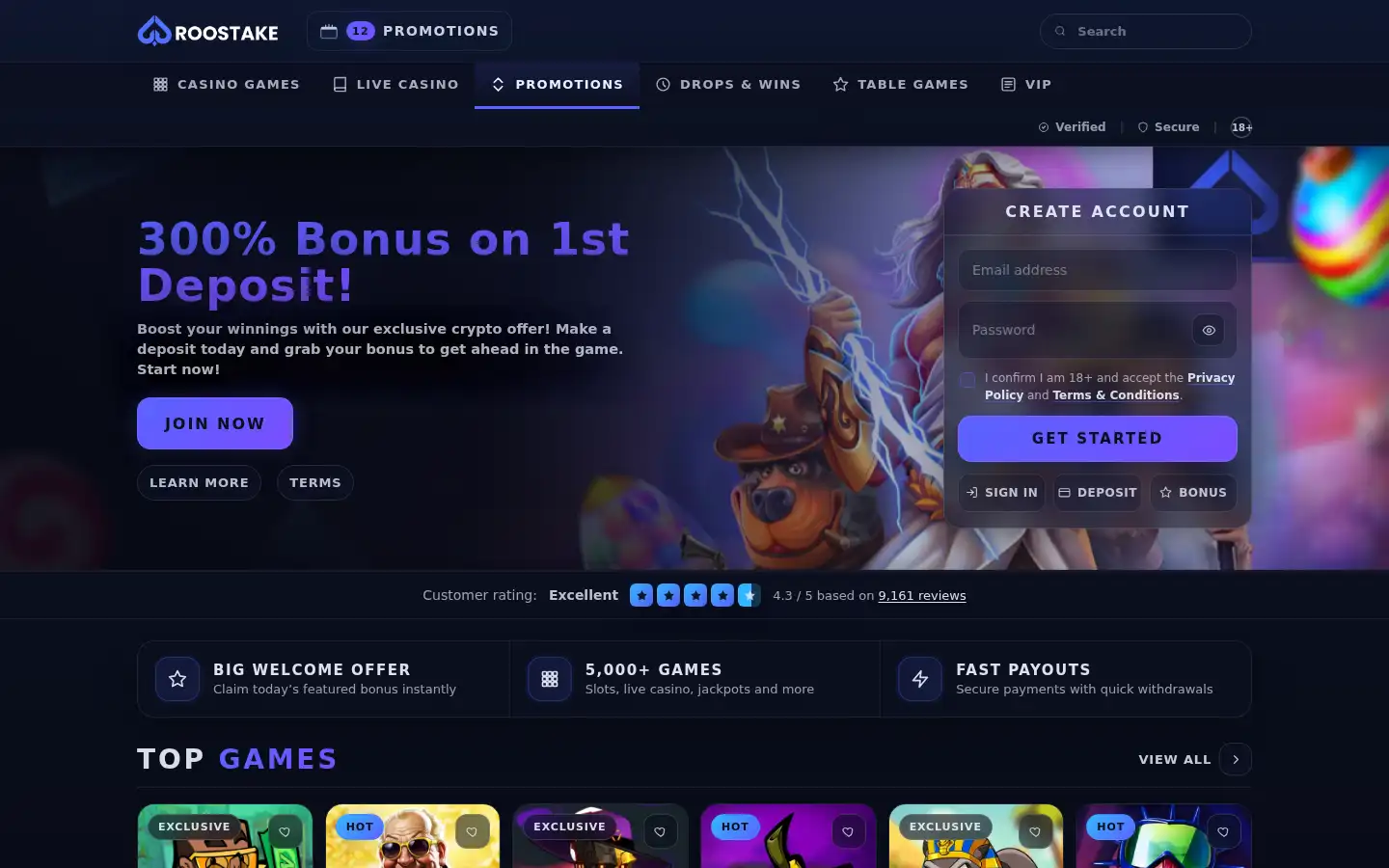 Screenshot of roostake.net