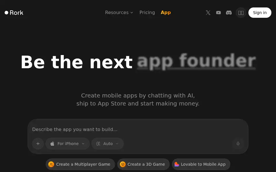 Screenshot of rork.com