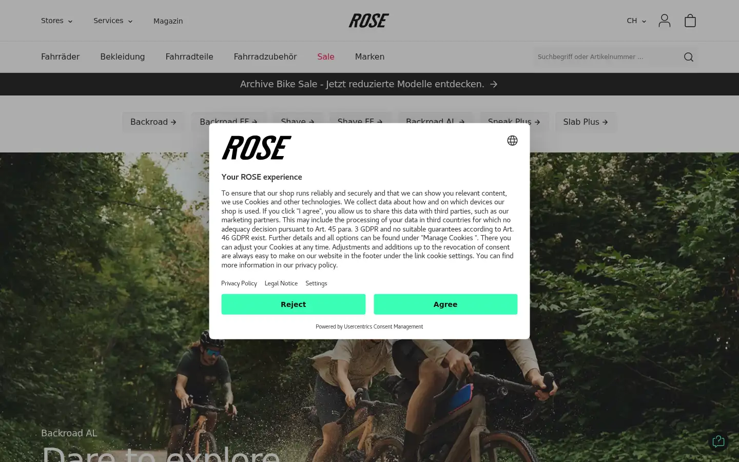 Screenshot of rosebikes.ch