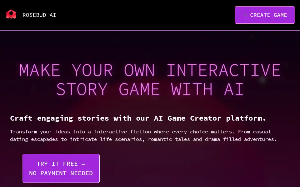 Screenshot of rosebud.ai