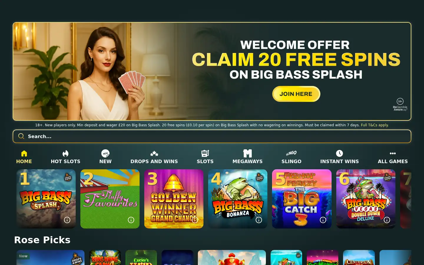 Screenshot of rosecasino.com