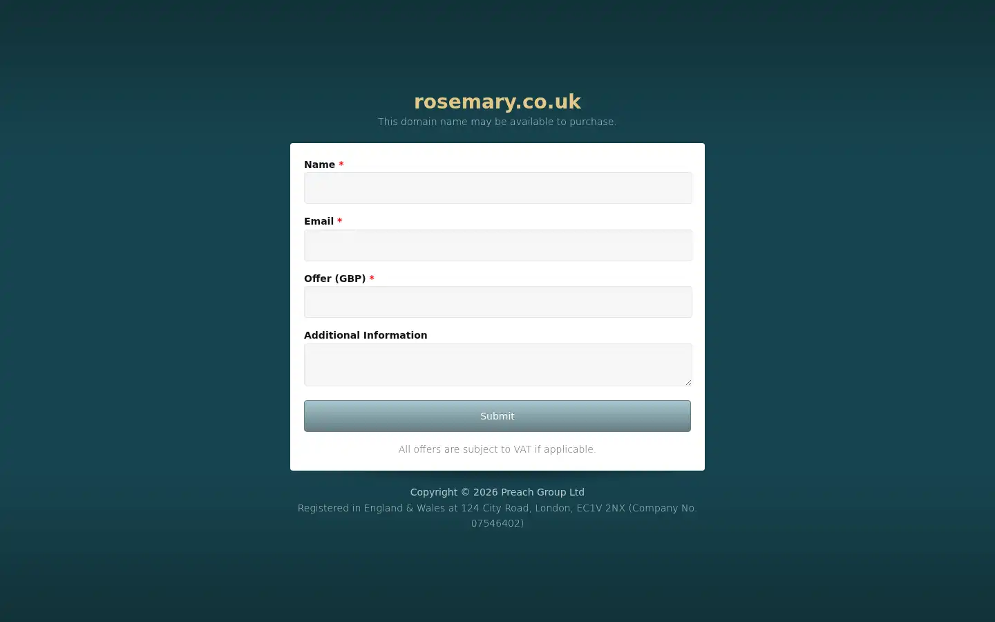 Screenshot of rosemary.co.uk