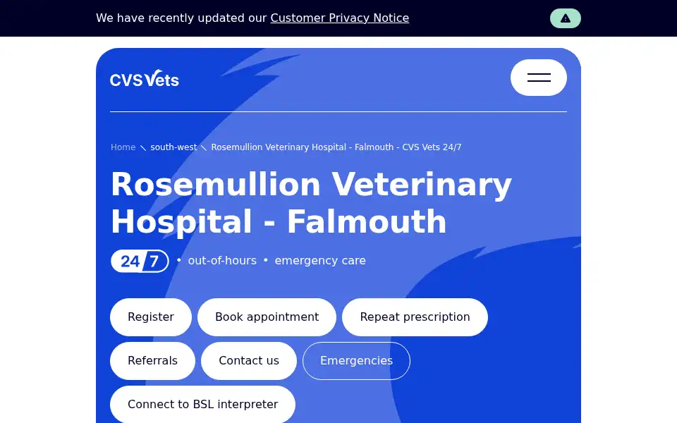 Screenshot of rosemullionvets.com