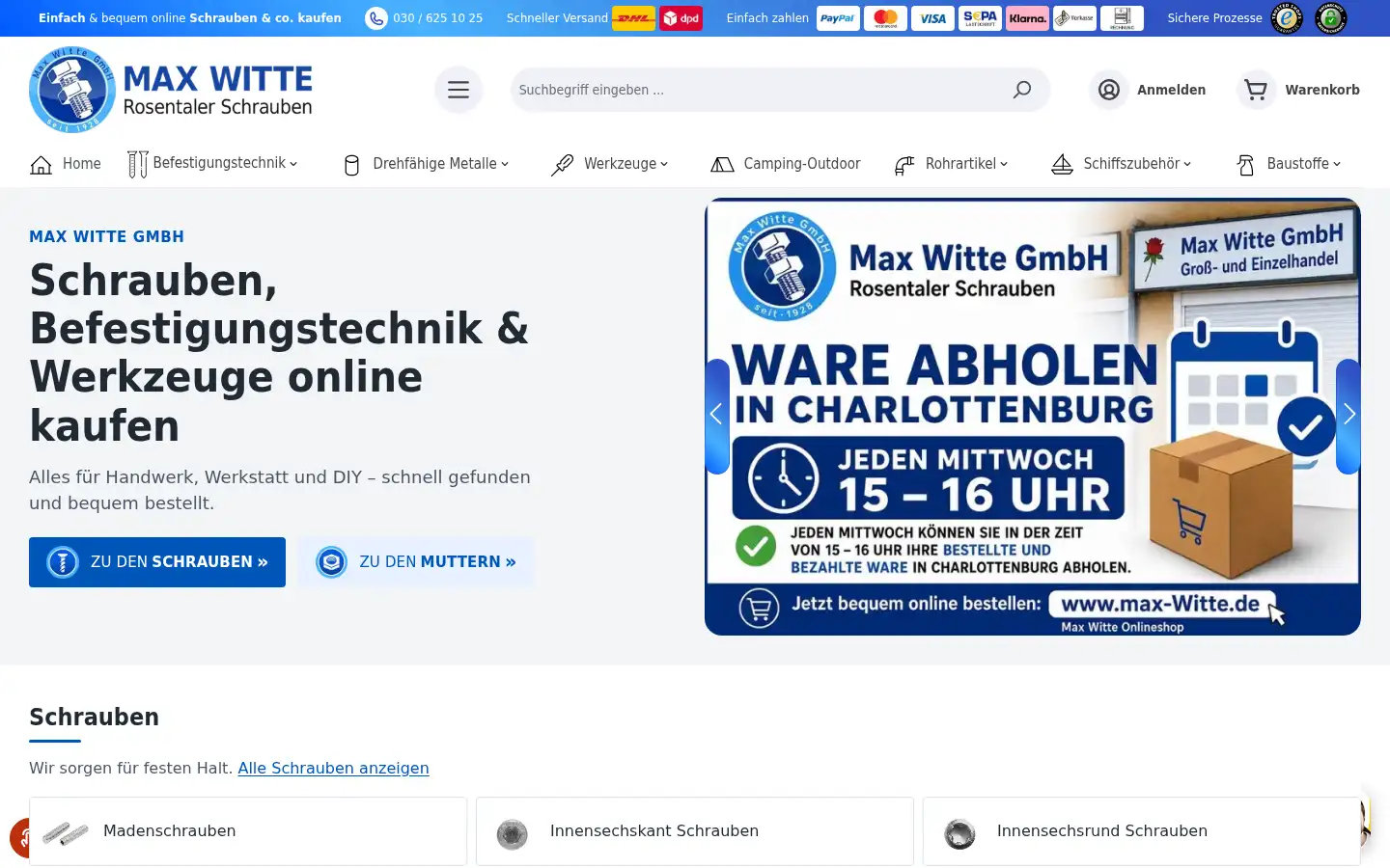 Screenshot of rosentaler-schrauben.de