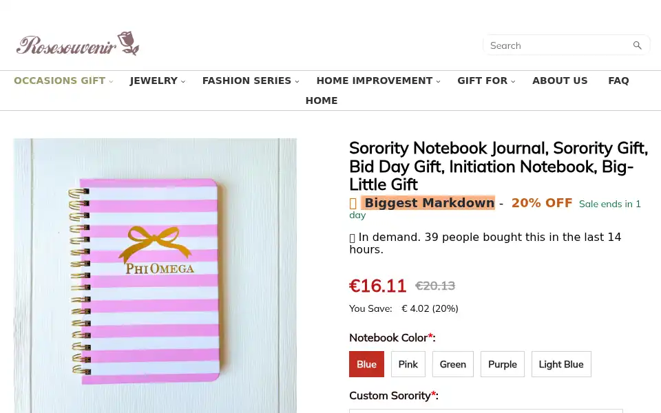 Screenshot of rosesouvenir.com
