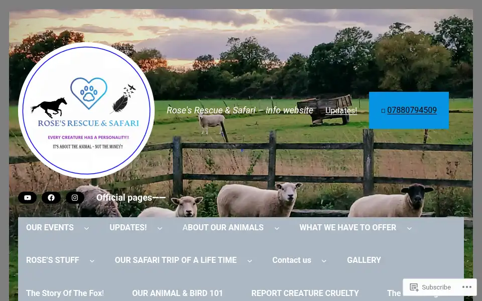 Screenshot of rosesrescueandsafari.co.uk