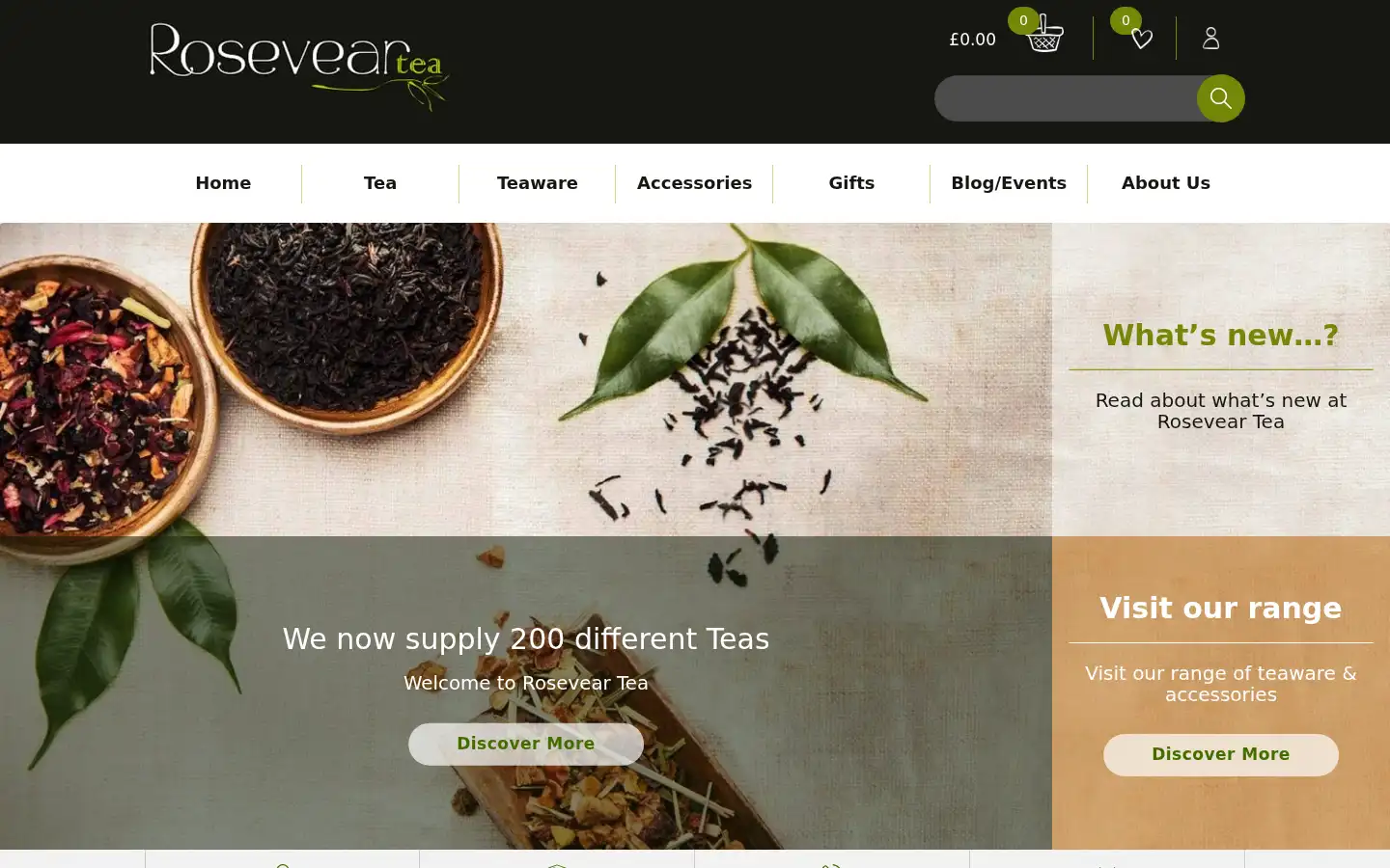 Screenshot of roseveartea.co.uk