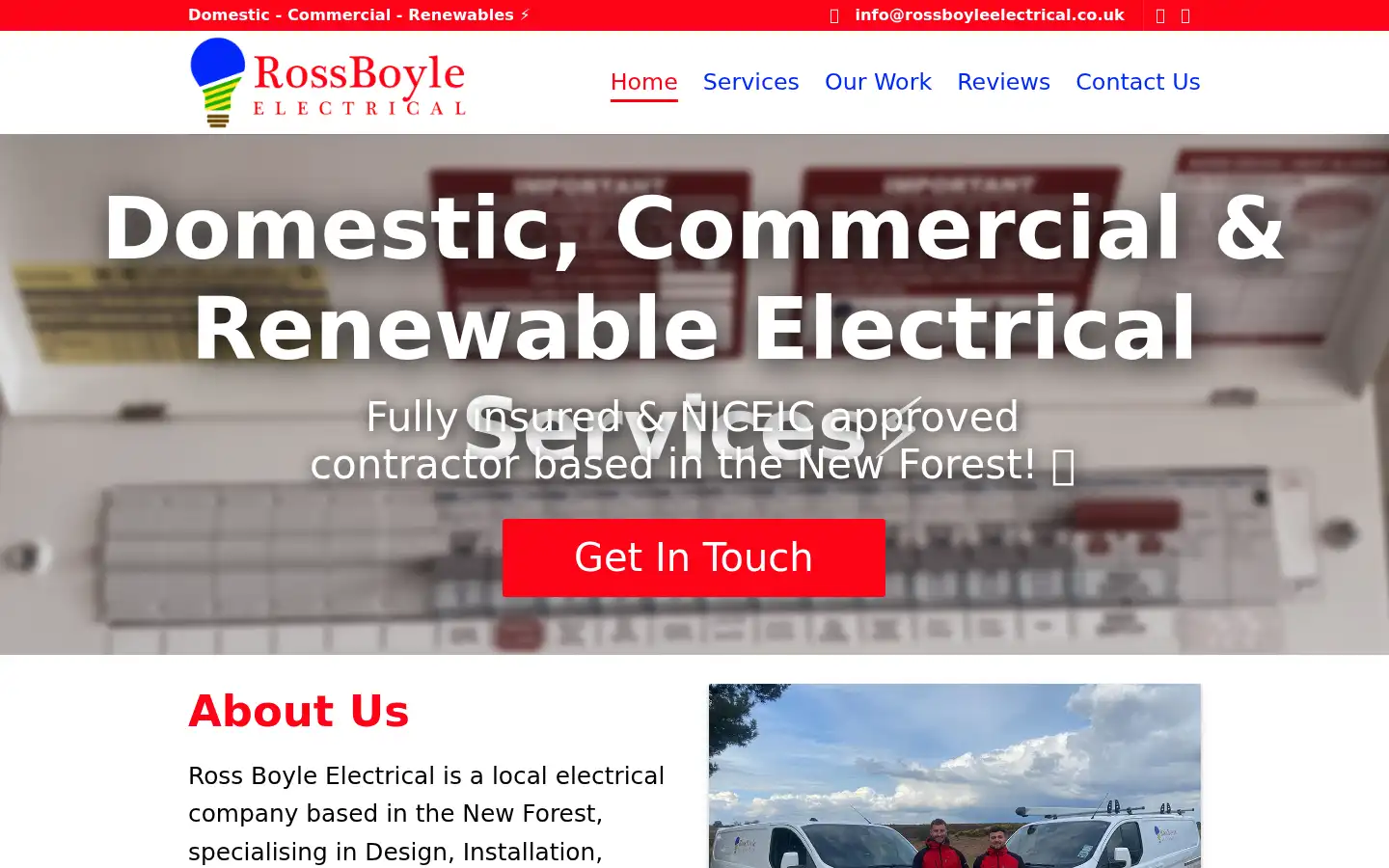 Screenshot of rossboyleelectrical.co.uk