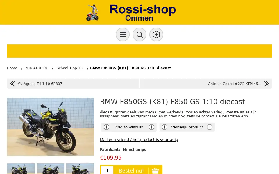Screenshot of rossi-shop.nl
