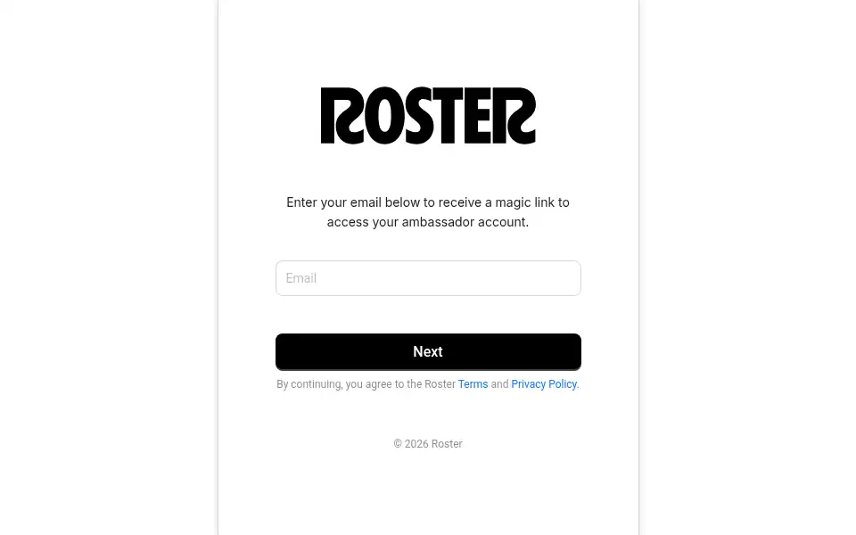 Screenshot of roster.link
