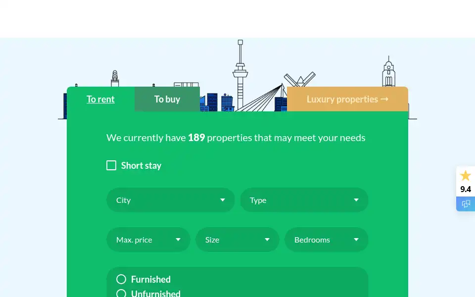 Screenshot of rotterdamapartments.com