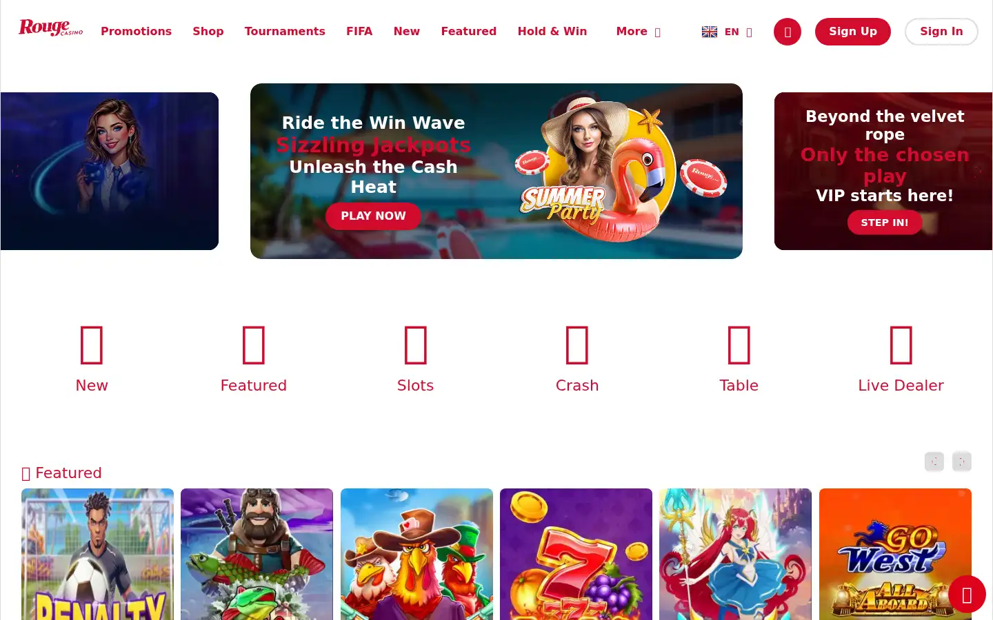 Screenshot of rougecasino.com