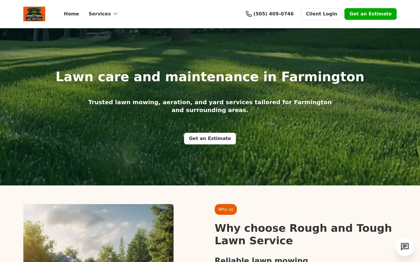 Screenshot of roughandtoughlawns.com