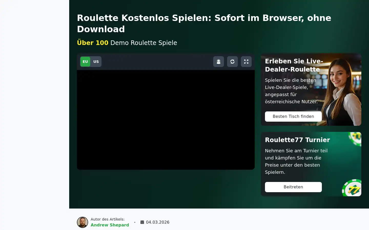 Screenshot of roulette77.at