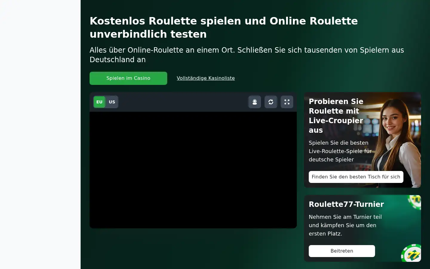 Screenshot of roulette77.de