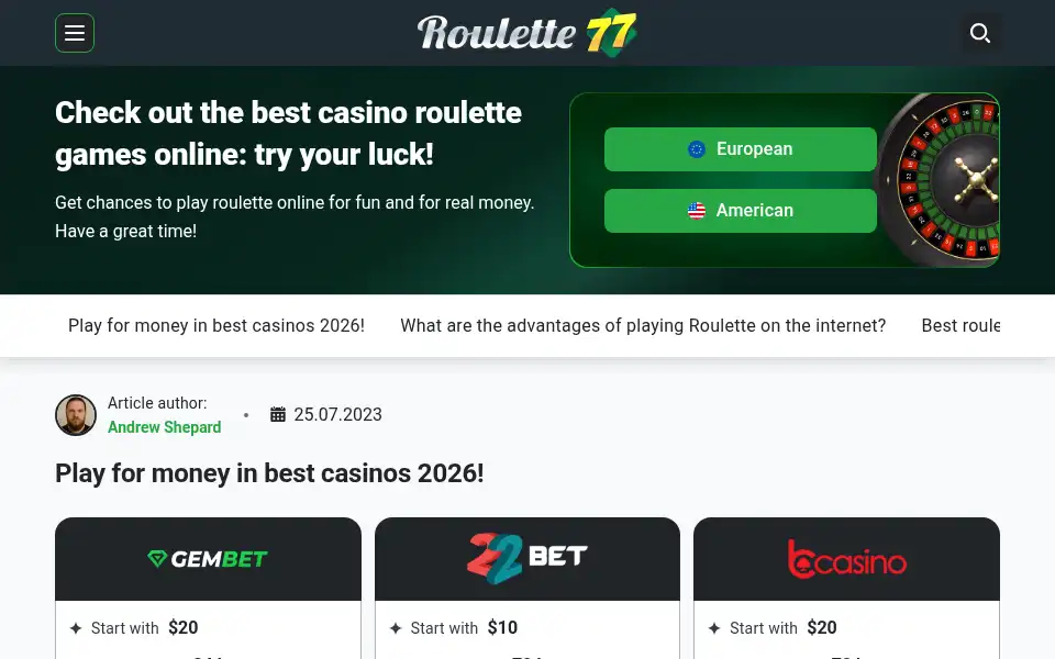 Screenshot of roulette77singapore.com