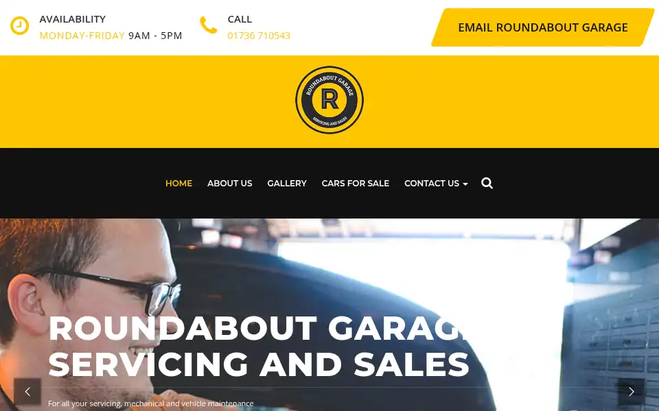 Screenshot of roundaboutgarage.co.uk