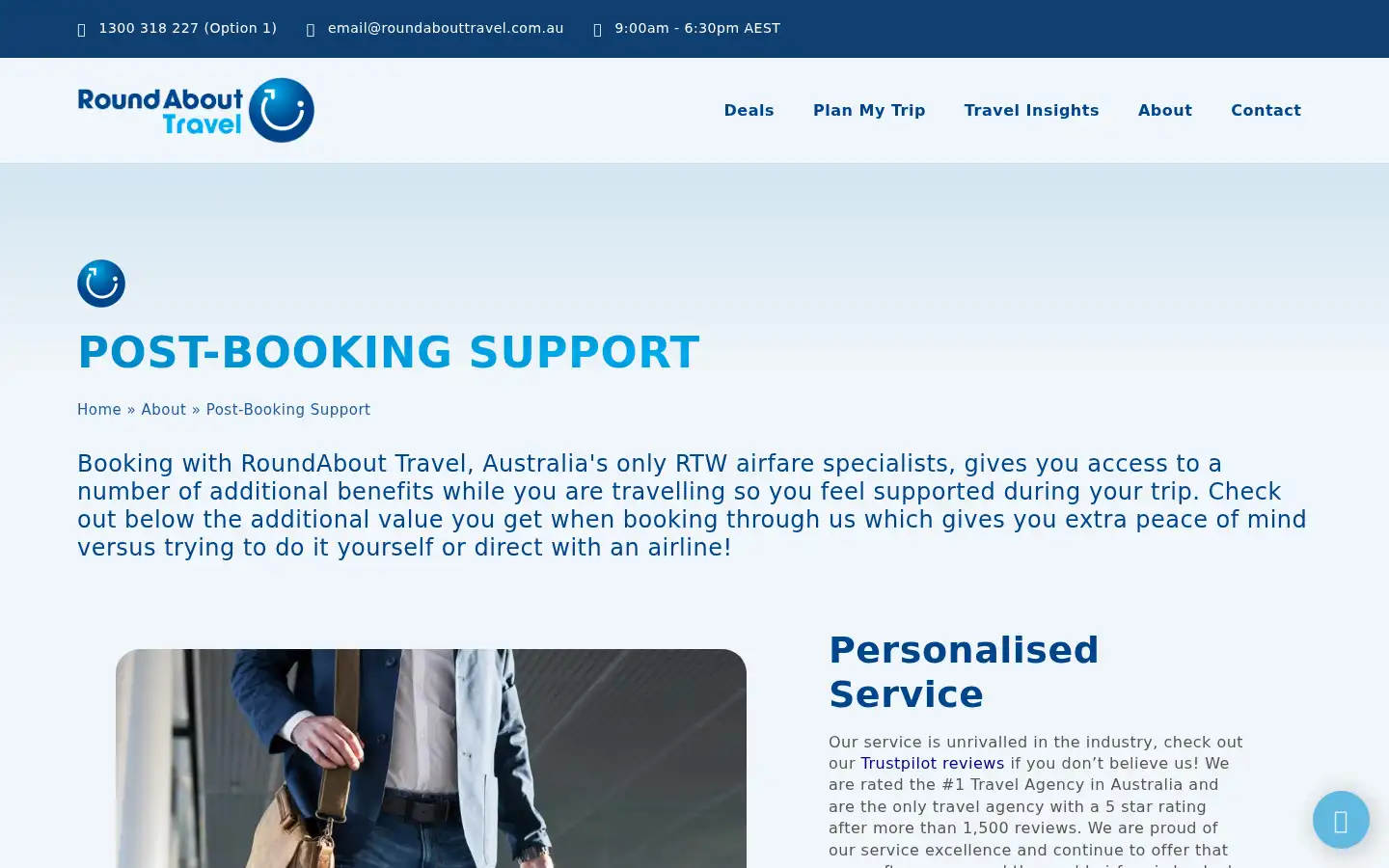 Screenshot of roundabouttravel.com.au