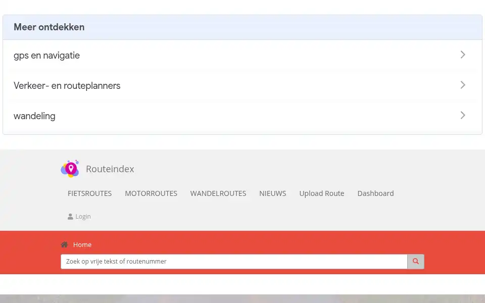 Screenshot of routeindex.nl