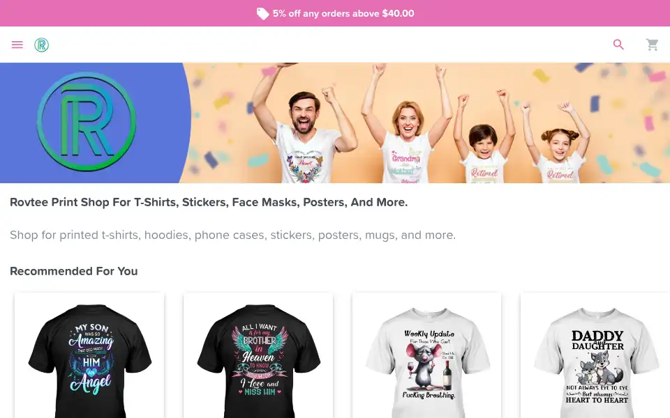 Screenshot of rovtee.com
