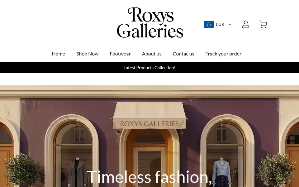 Screenshot of roxysgalleries.com
