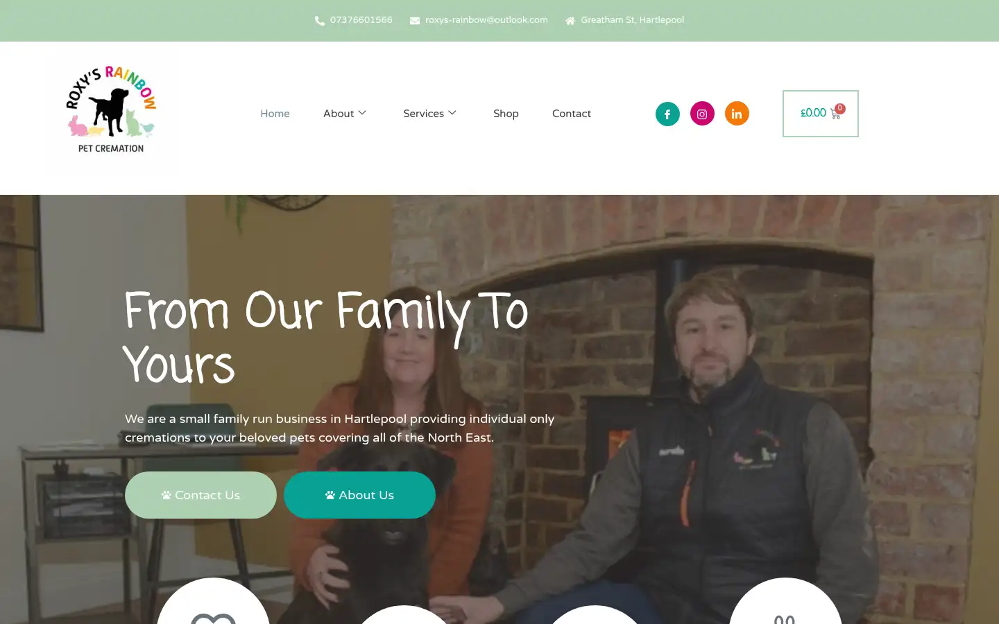 Screenshot of roxysrainbowpetcrem.co.uk