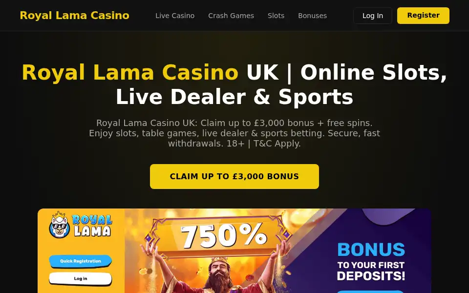 Screenshot of royal-lama-casino-uk.com