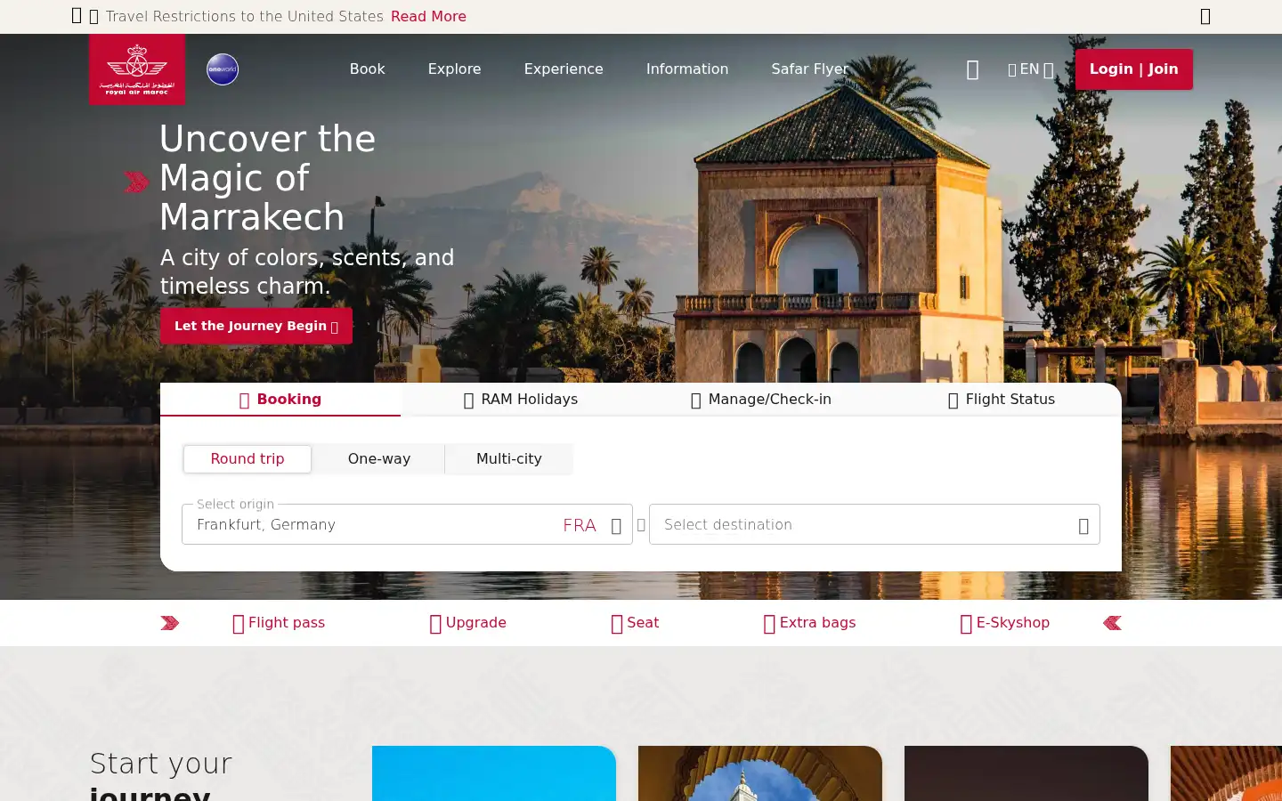 Screenshot of royalairmaroc.com