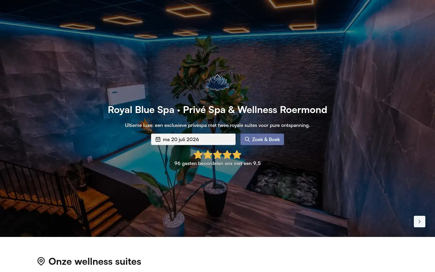 Screenshot of royalbluespa.nl