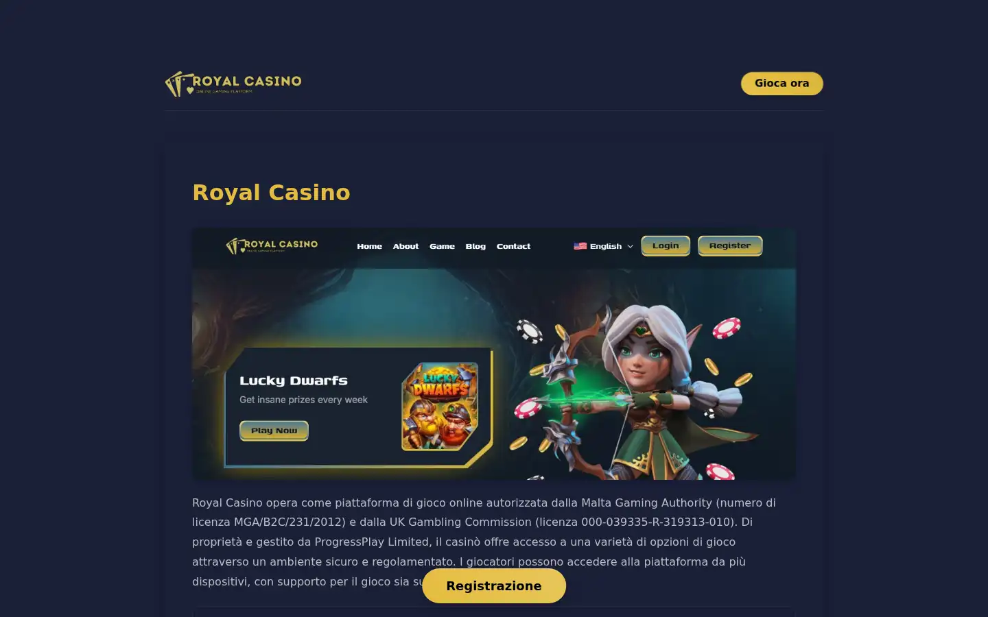 Screenshot of royalcasino.co.it